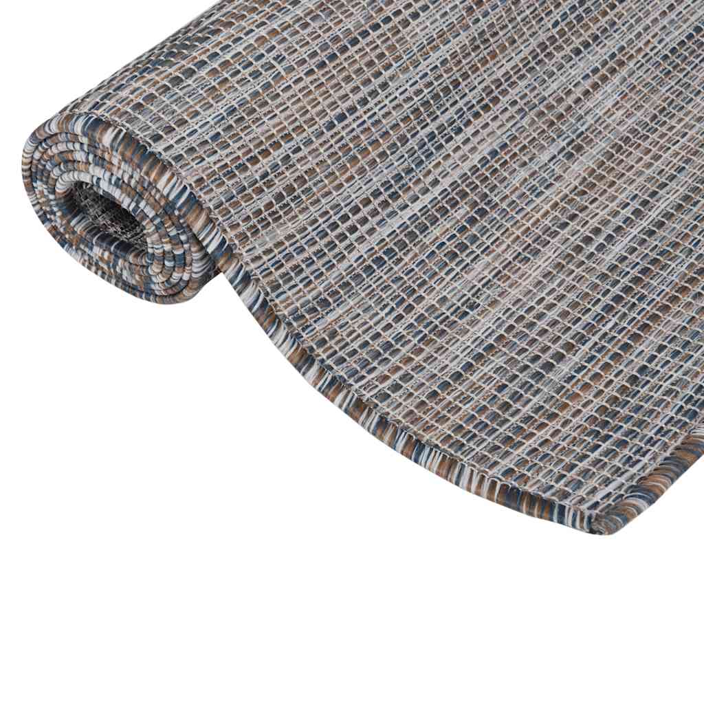 Vidaxl außerhalb des Teppichs flach gewebt 80x150 cm braun und blau