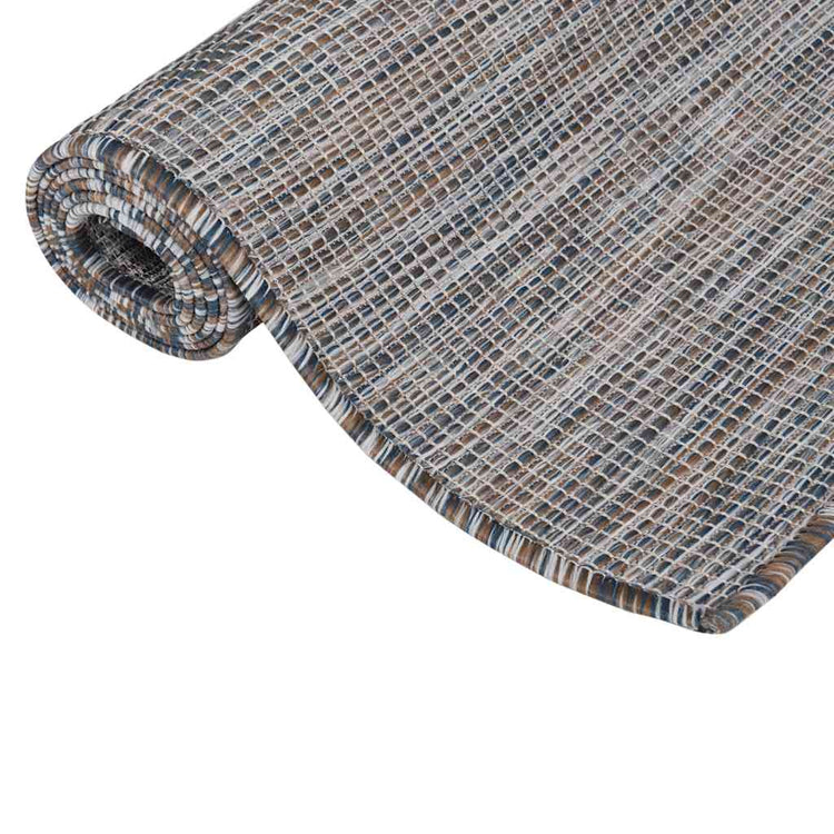 Vidaxl außerhalb des Teppichs flach gewebt 80x150 cm braun und blau