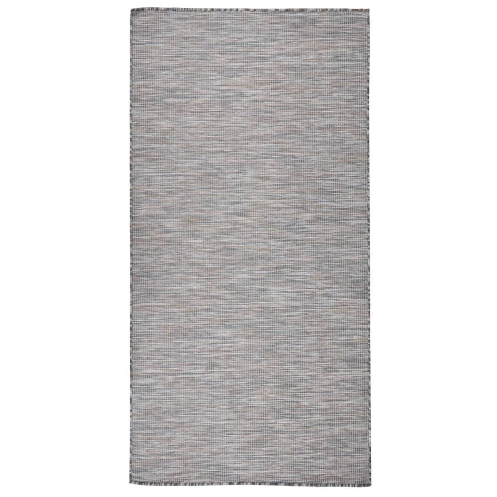 Vidaxl außerhalb des Teppichs flach gewebt 100x200 cm braun und blau