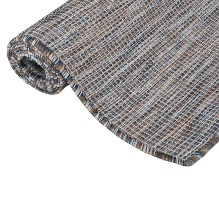 Vidaxl außerhalb des Teppichs flach gewebt 140x200 cm braun und blau