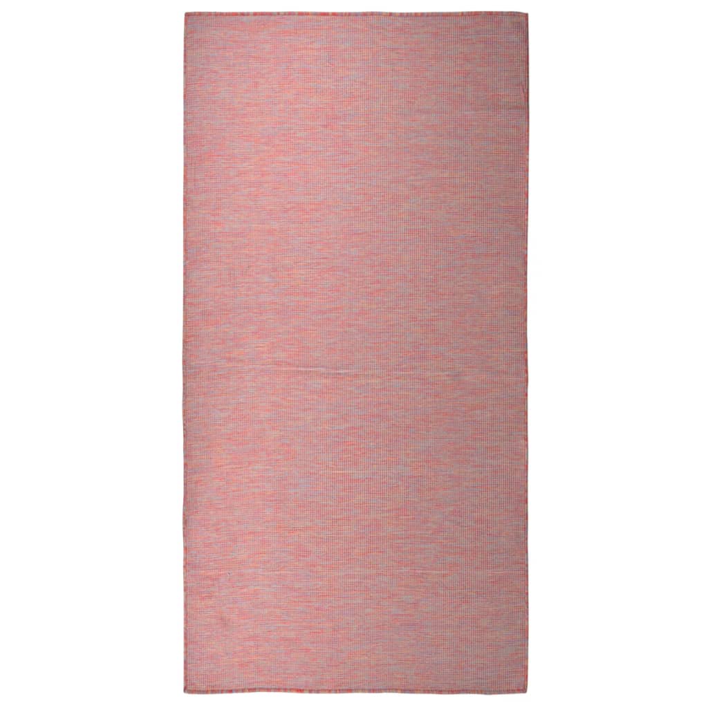 Vidaxl außerhalb des Teppichs flach gewebt 100x200 cm rot