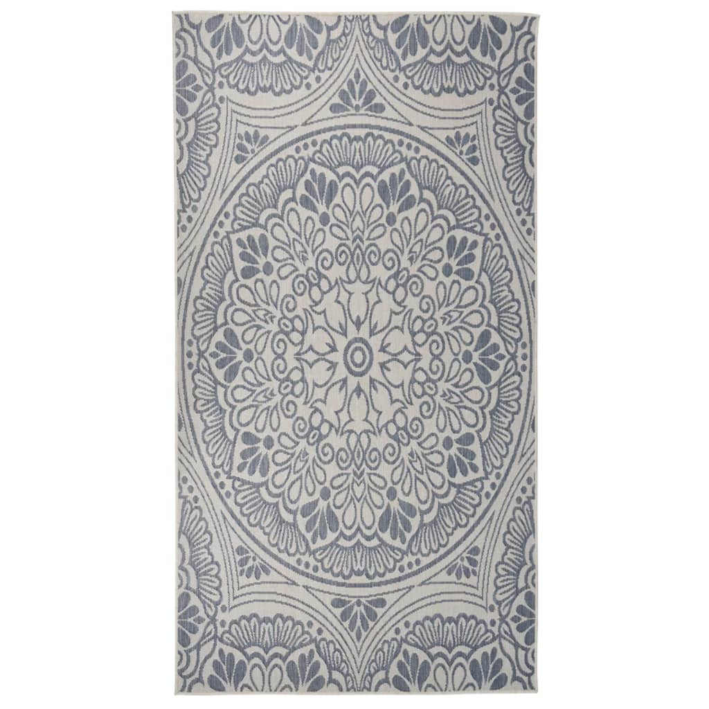 Vidaxl Außen Teppich mit Muster flach -80x150 cm blau