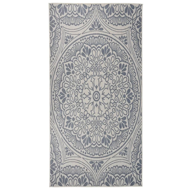 Vidaxl Außen Teppich mit Muster flach -100x200 cm blau