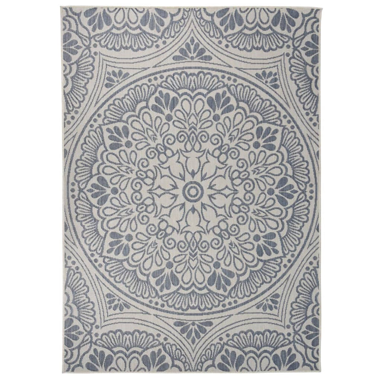 Vidaxl Außen Teppich mit Muster flach gewebt 140x200 cm blau