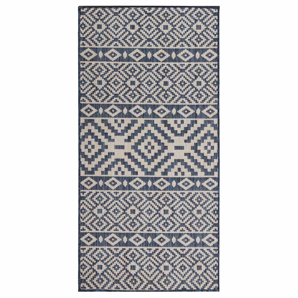 Vidaxl Außen Teppich mit Muster flach -80x150 cm blau