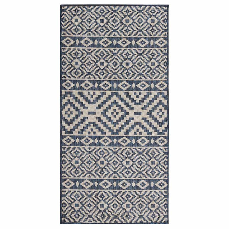 Vidaxl Außen Teppich mit Muster flach -80x150 cm blau