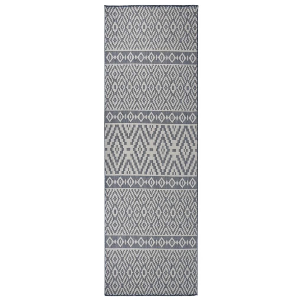 Vidaxl Außen Teppich mit Muster flach -80x250 cm blau