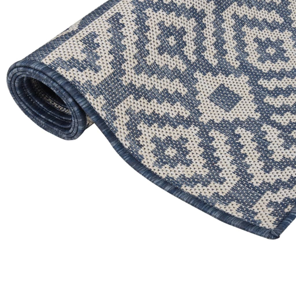 Vidaxl Außen Teppich mit Muster flach -80x250 cm blau
