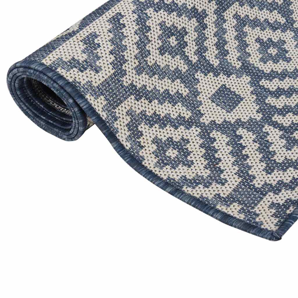 Vidaxl Außen Teppich mit Muster flach -100x200 cm blau