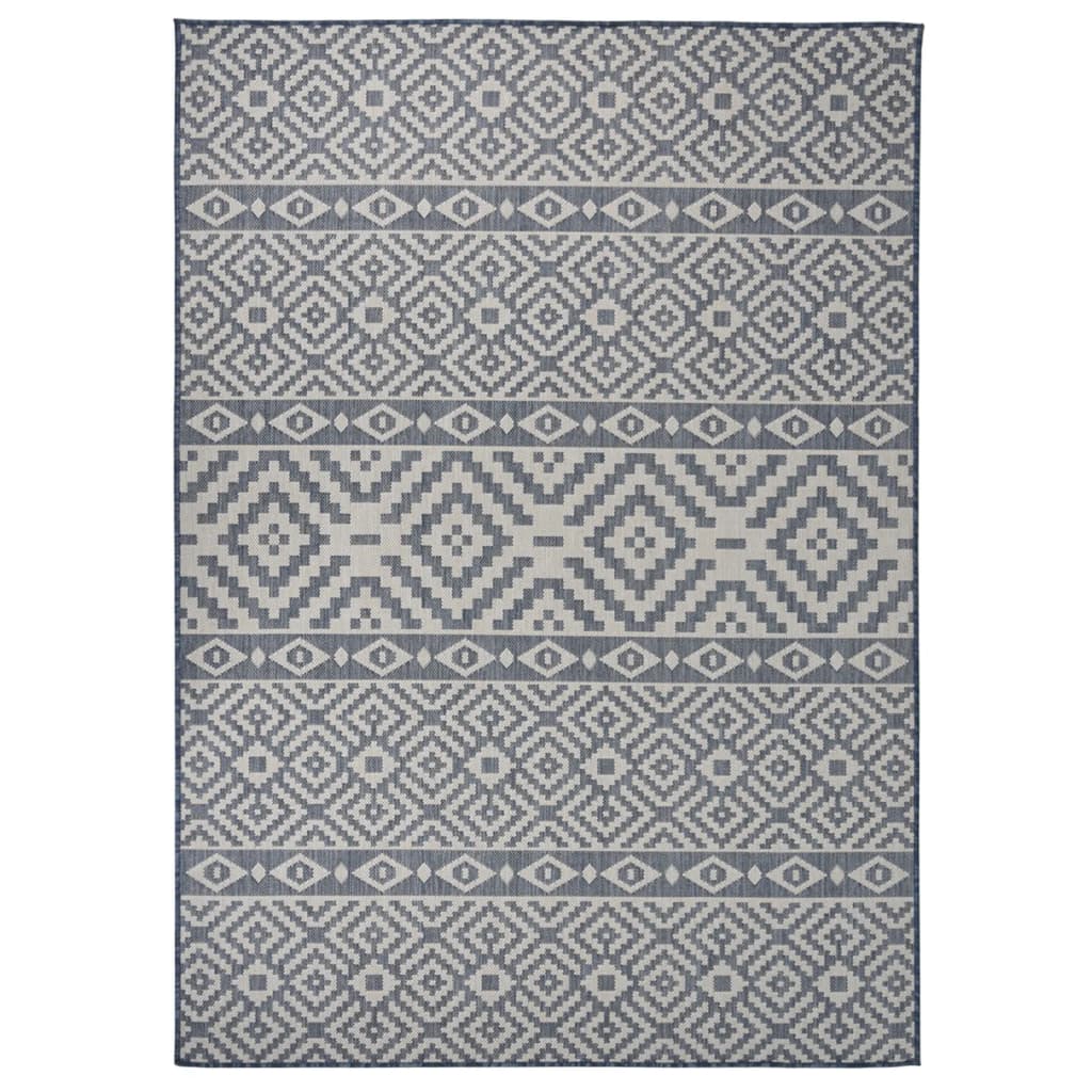 Vidaxl Außen Teppich mit Muster flach -120x170 cm blau