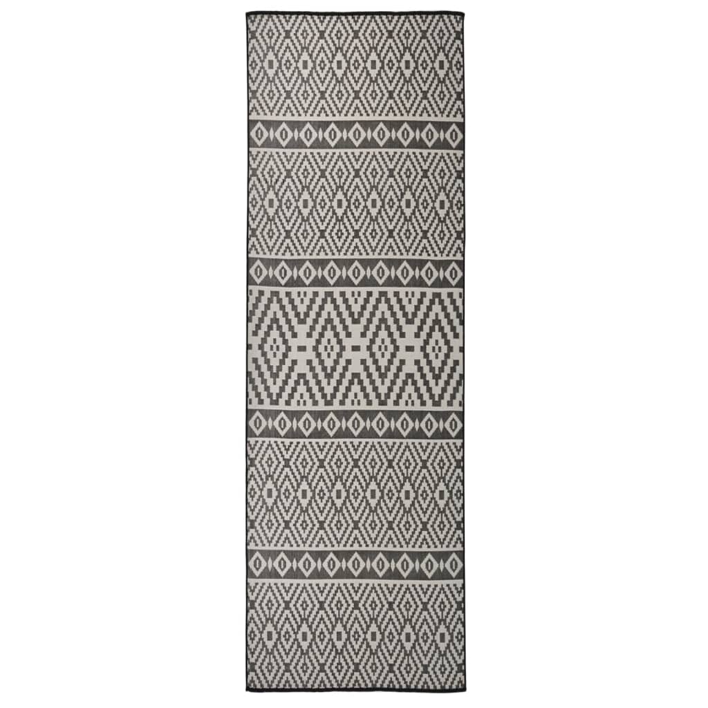 Vidaxl Außen Teppich mit Muster flach -80x250 cm schwarz