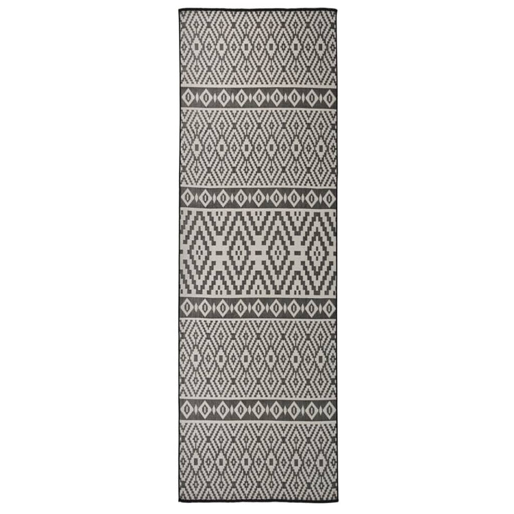 Vidaxl Außen Teppich mit Muster flach -80x250 cm schwarz