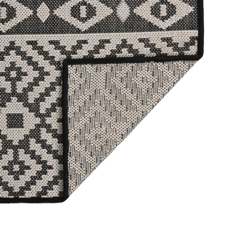 Vidaxl Außen Teppich mit Muster flach -80x250 cm schwarz