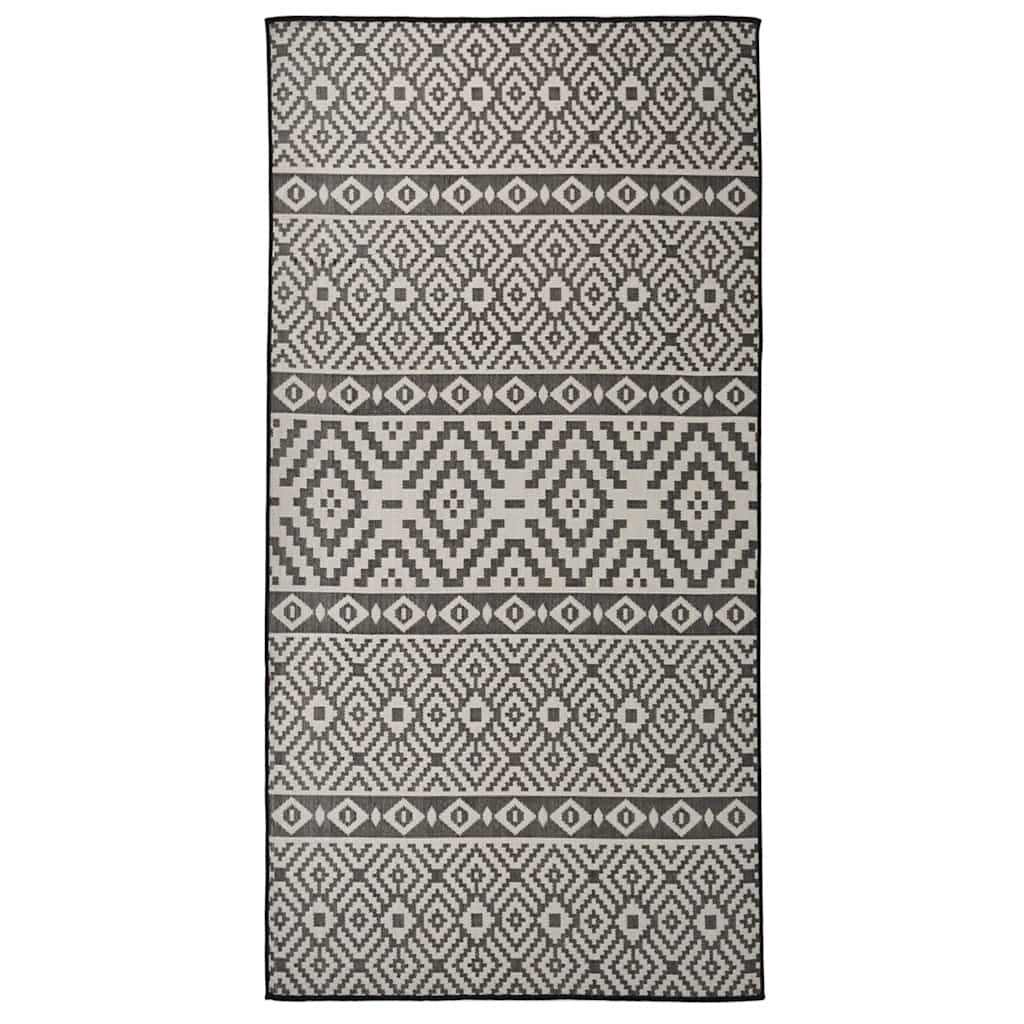 Vidaxl Außen Teppich mit Muster flach -100x200 cm schwarz