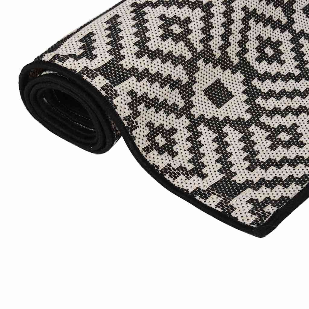 Vidaxl Außen Teppich mit Muster flach -100x200 cm schwarz