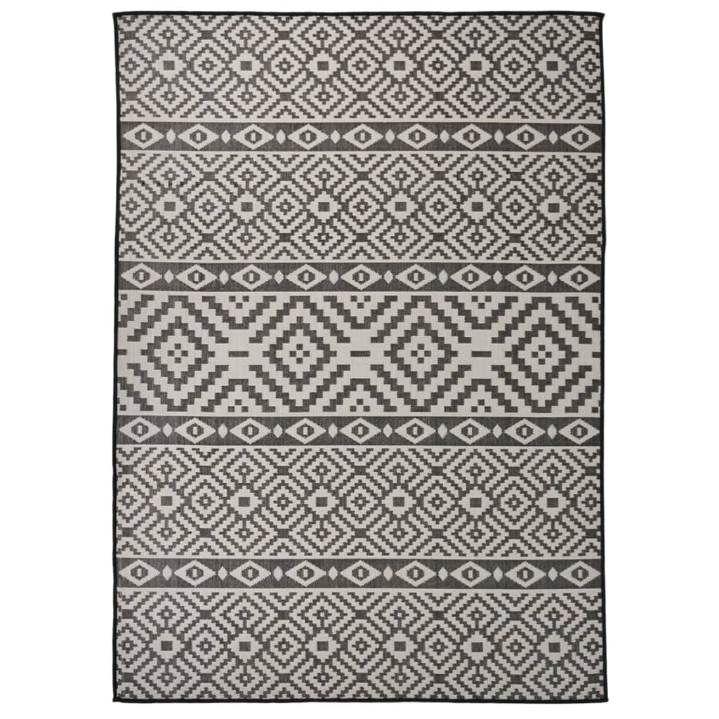 Vidaxl Außen Teppich mit Muster flach -120x170 cm schwarz