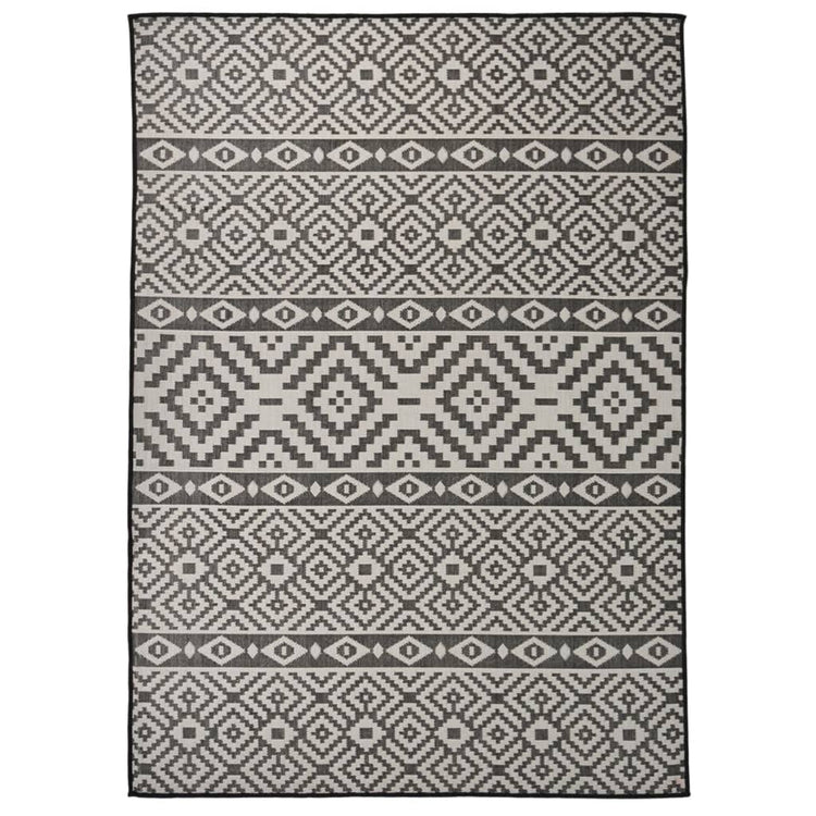 Vidaxl Außen Teppich mit Muster flach -120x170 cm schwarz
