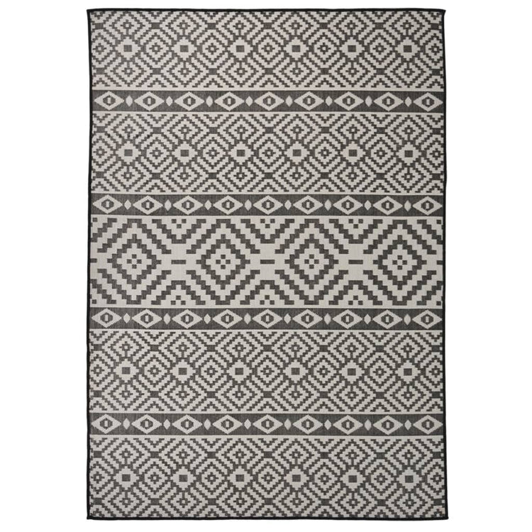 Vidaxl Außen Teppich mit Muster flach gewebt 140x200 cm Schwarz
