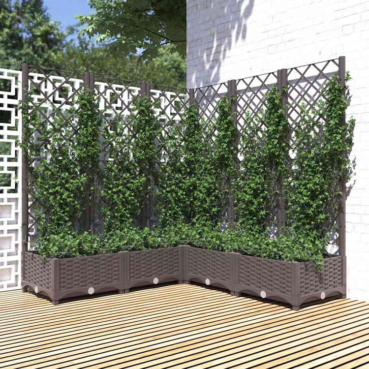 VIDAXL -Pflanzer mit Slatarbeit 120x120x121,5 cm Polypropenbraun