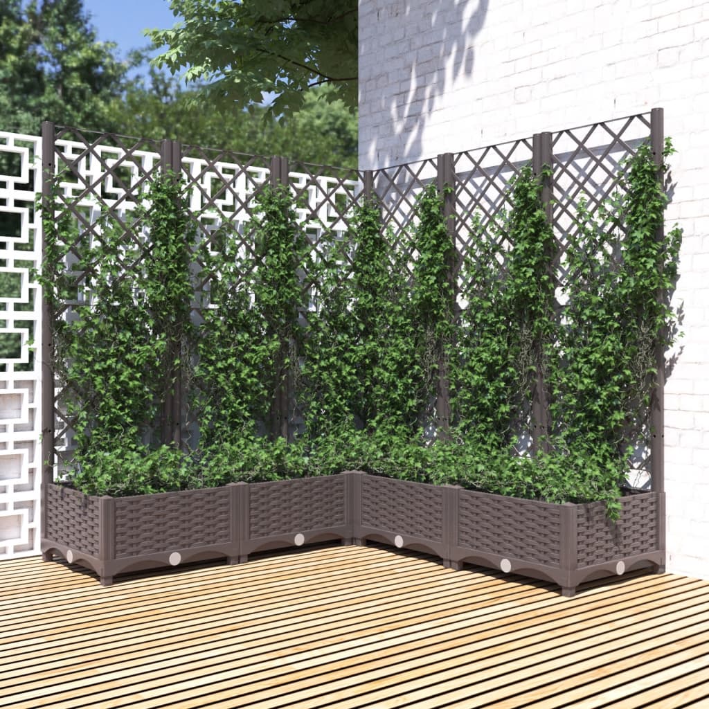 VIDAXL -Pflanzer mit Slatarbeit 120x120x121,5 cm Polypropenbraun