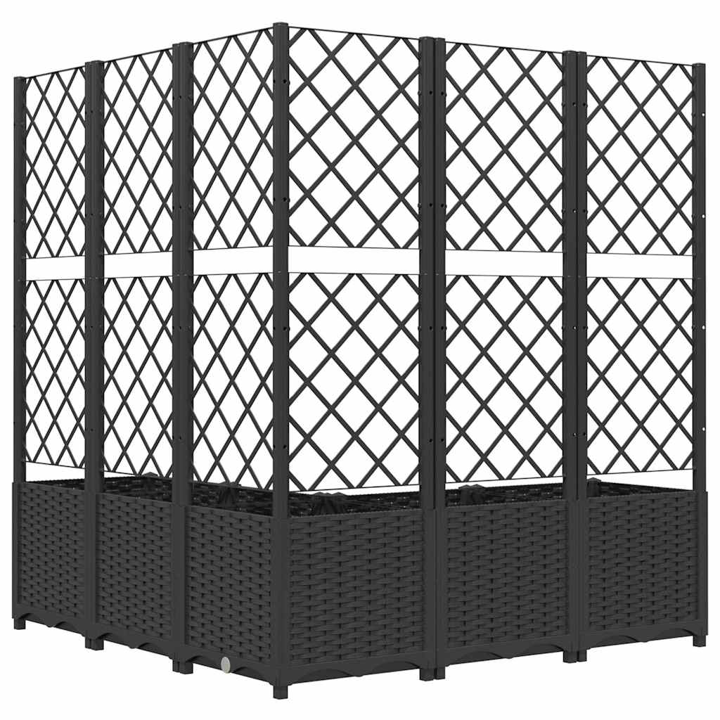 VIDAXL -Pflanzer mit Latwerk 120x120x136 cm Polypropen Schwarz