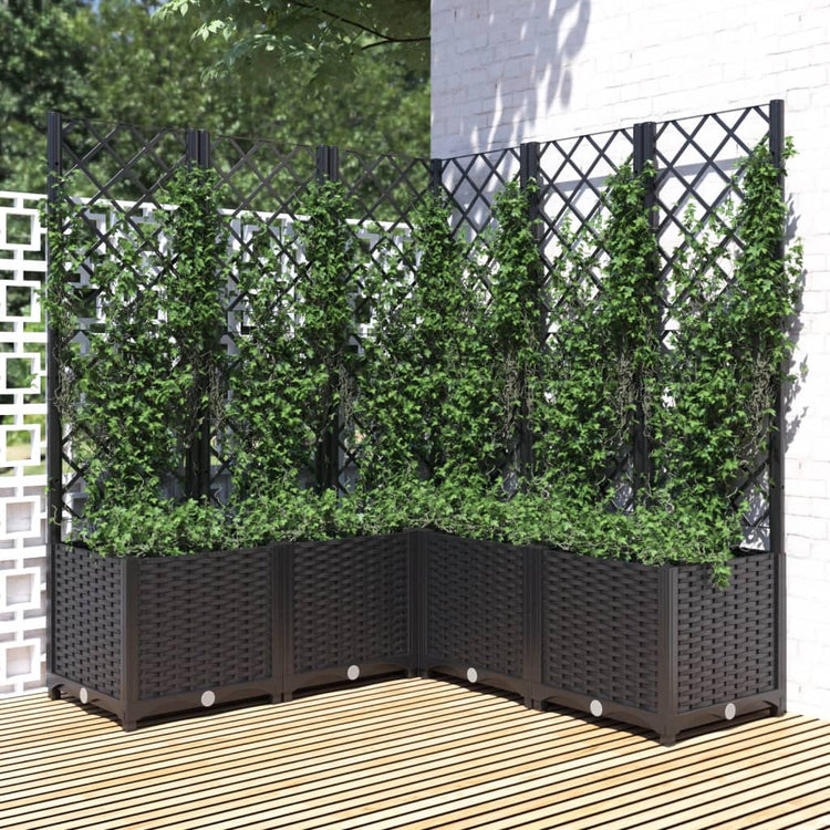 VIDAXL -Pflanzer mit Latwerk 120x120x136 cm Polypropen Schwarz