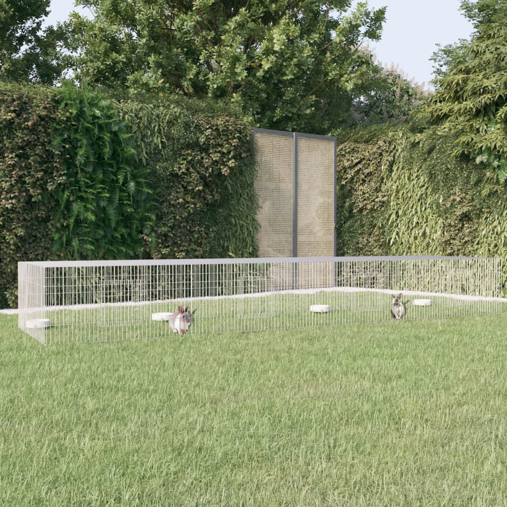 Vidaxl -Kaninchenkäfig mit 4 Panels 433x109x54 cm verzinktes Eisen