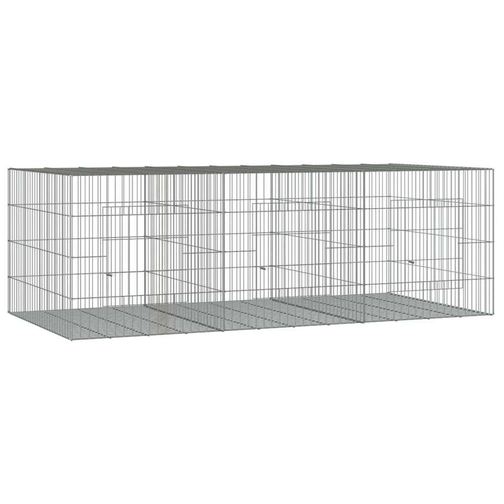 Vidaxl -Kaninchenkäfig mit 3 Panels 163x79x54 cm verzinktes Eisen