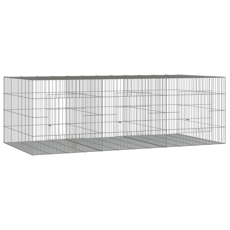 Vidaxl -Kaninchenkäfig mit 3 Panels 163x79x54 cm verzinktes Eisen