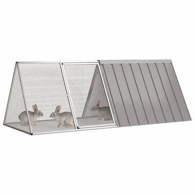 Vidaxxl Kaninchenstall 201,5x80,5x71 cm verzinkter Stahl grau