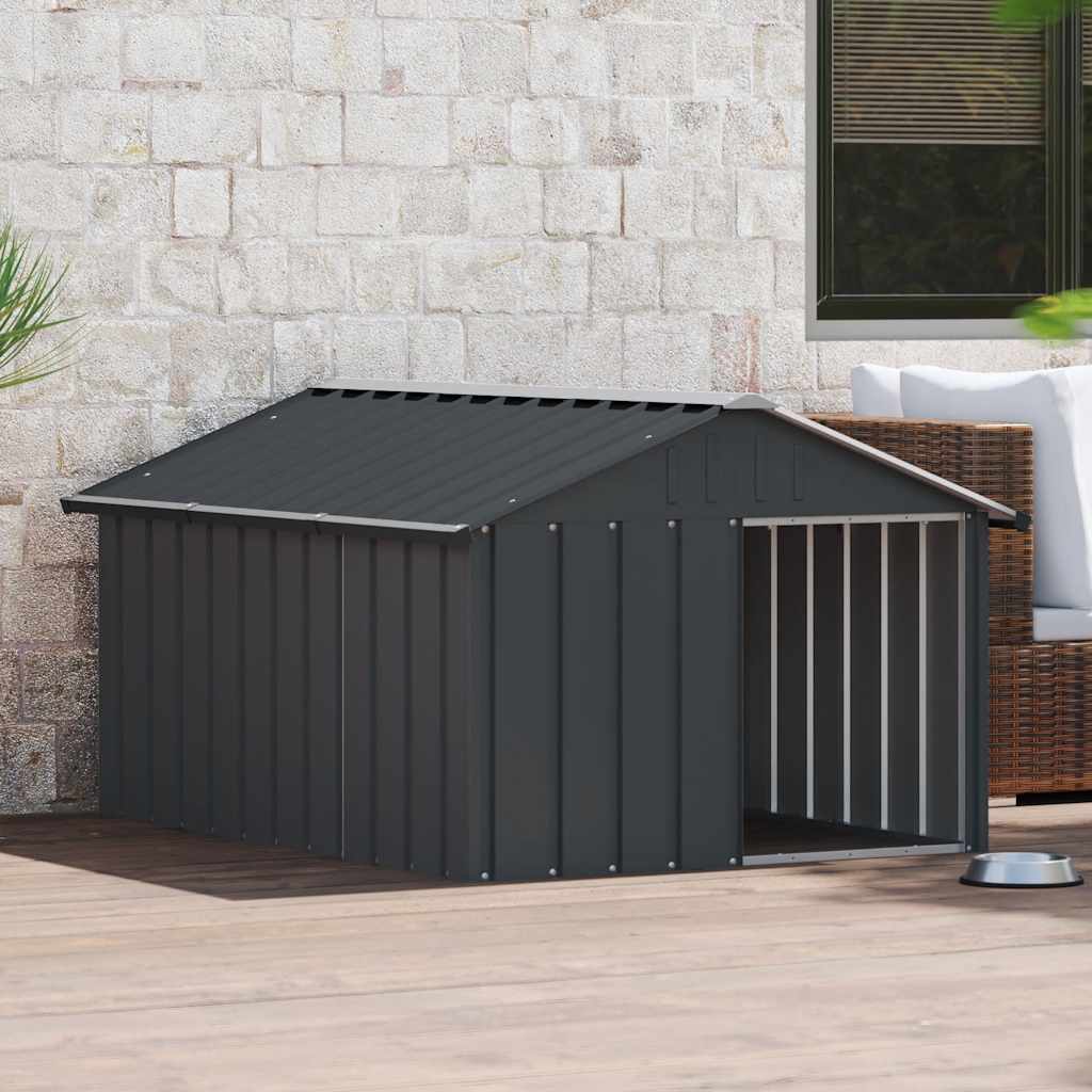 Vidaxl Dog Loft 116.5x153x81.5 cm verzinkte Stahl -Anthrazitfarbe