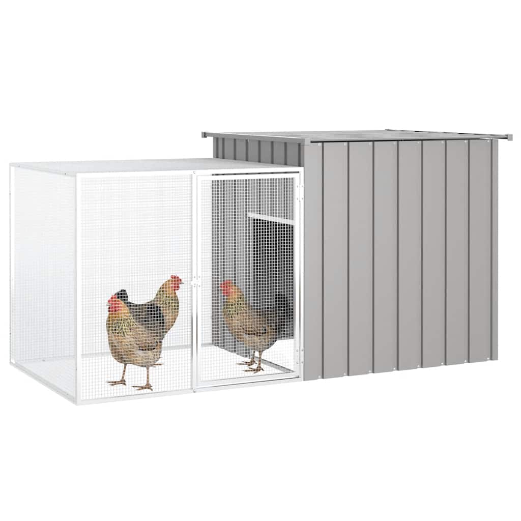 Vidaxl Chicken Coop 200x91x100 cm verzinkter Stahl grau