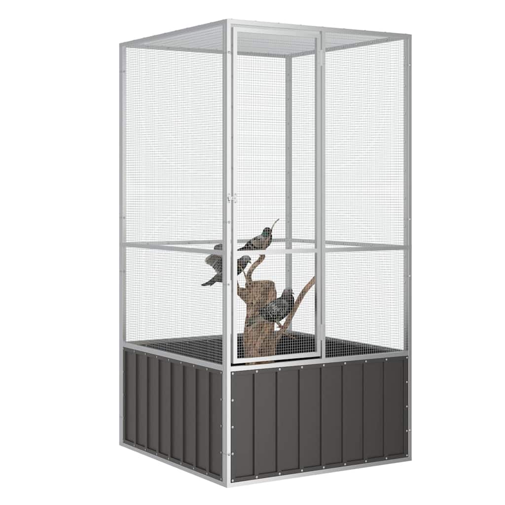 Vidaxl Vogelkäfig 111x107x211.5 cm verzinkte Stahl -Anthrazitfarbe