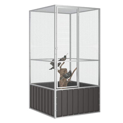 Vidaxl Vogelkäfig 111x107x211.5 cm verzinkte Stahl -Anthrazitfarbe