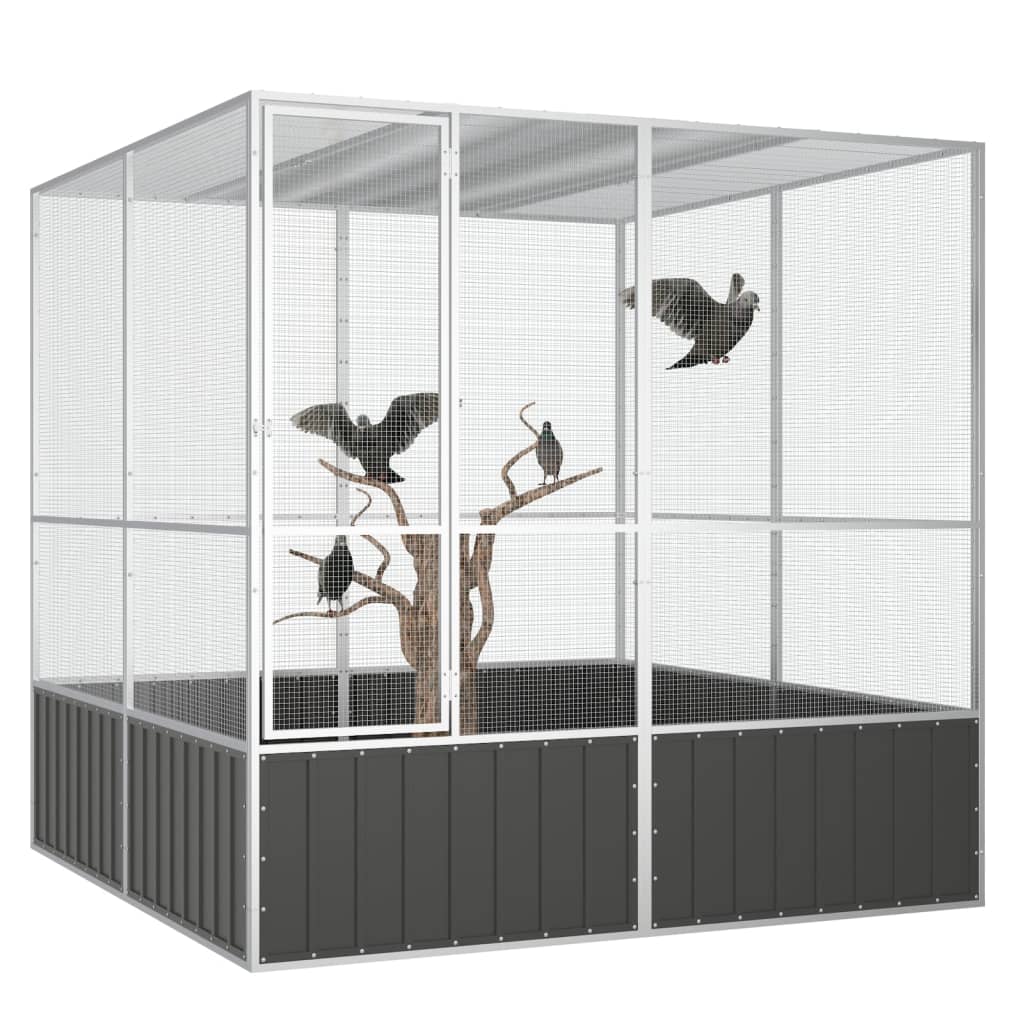 VIDAXL -Vogelkäfig 213.5x217.5x211.5 cm verzinkter Stahl -Anthrazit