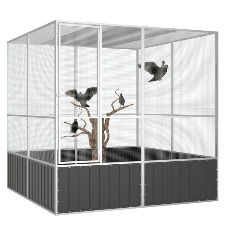 VIDAXL -Vogelkäfig 213.5x217.5x211.5 cm verzinkter Stahl -Anthrazit