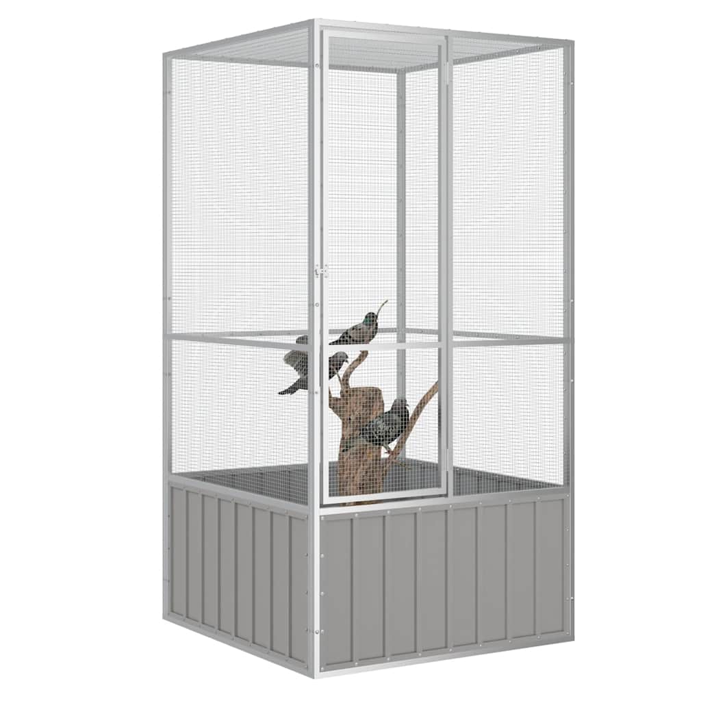 Vidaxl Vogelkäfig 111x107x211.5 cm verzinkter Stahl grau