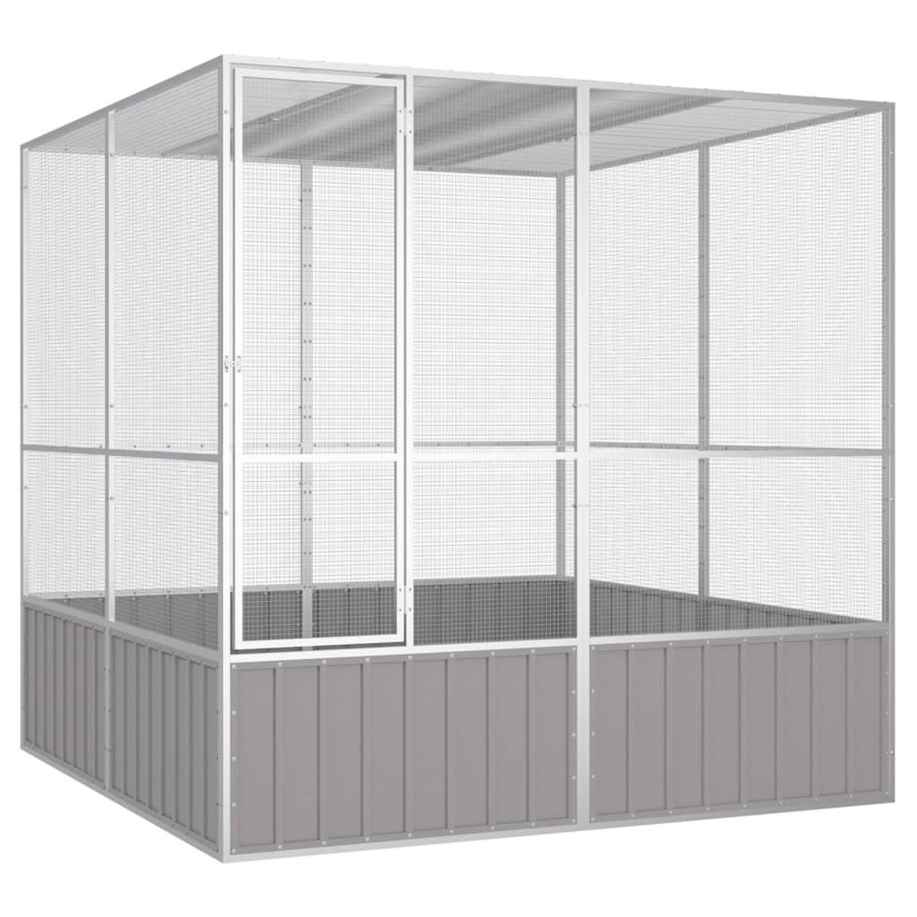 Vidaxl Vogelkäfig 213.5x217.5x211.5 cm verzinkter Stahl grau