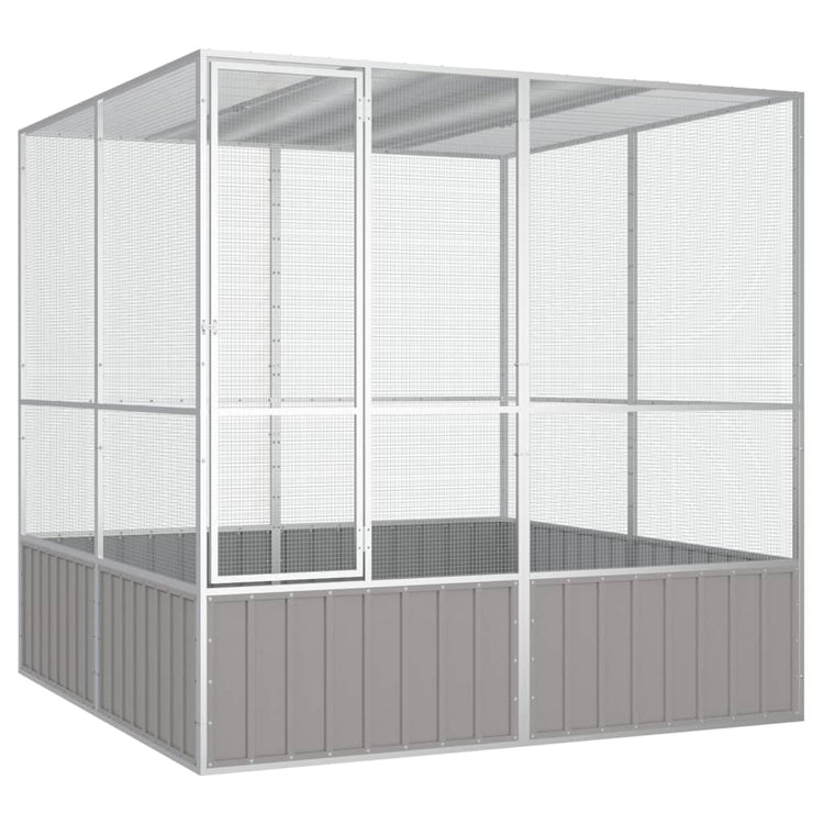 Vidaxl Vogelkäfig 213.5x217.5x211.5 cm verzinkter Stahl grau
