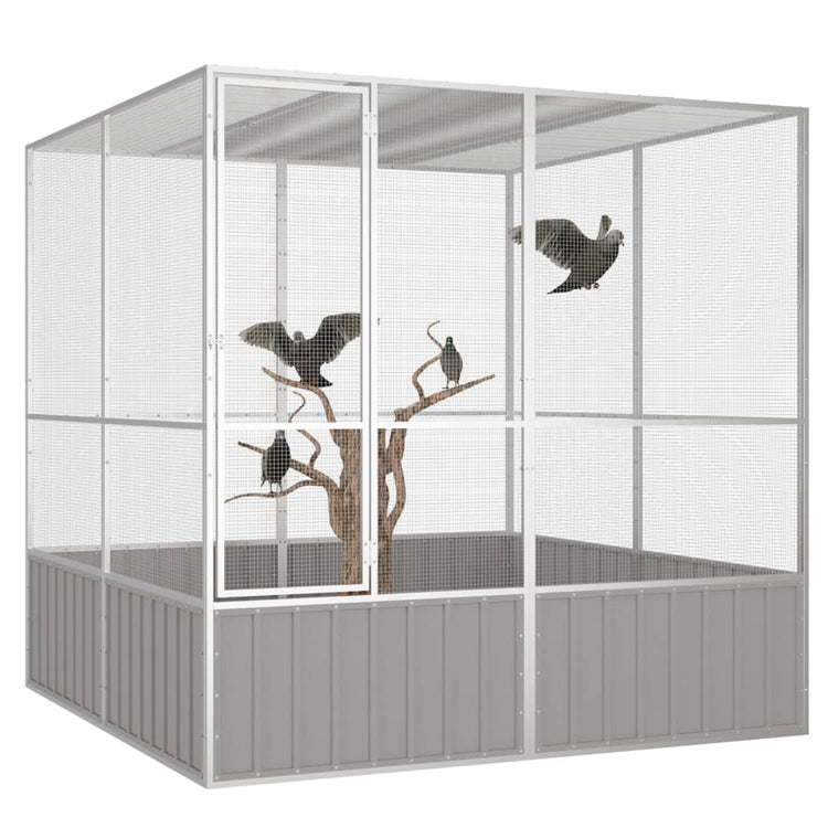 Vidaxl Vogelkäfig 213.5x217.5x211.5 cm verzinkter Stahl grau