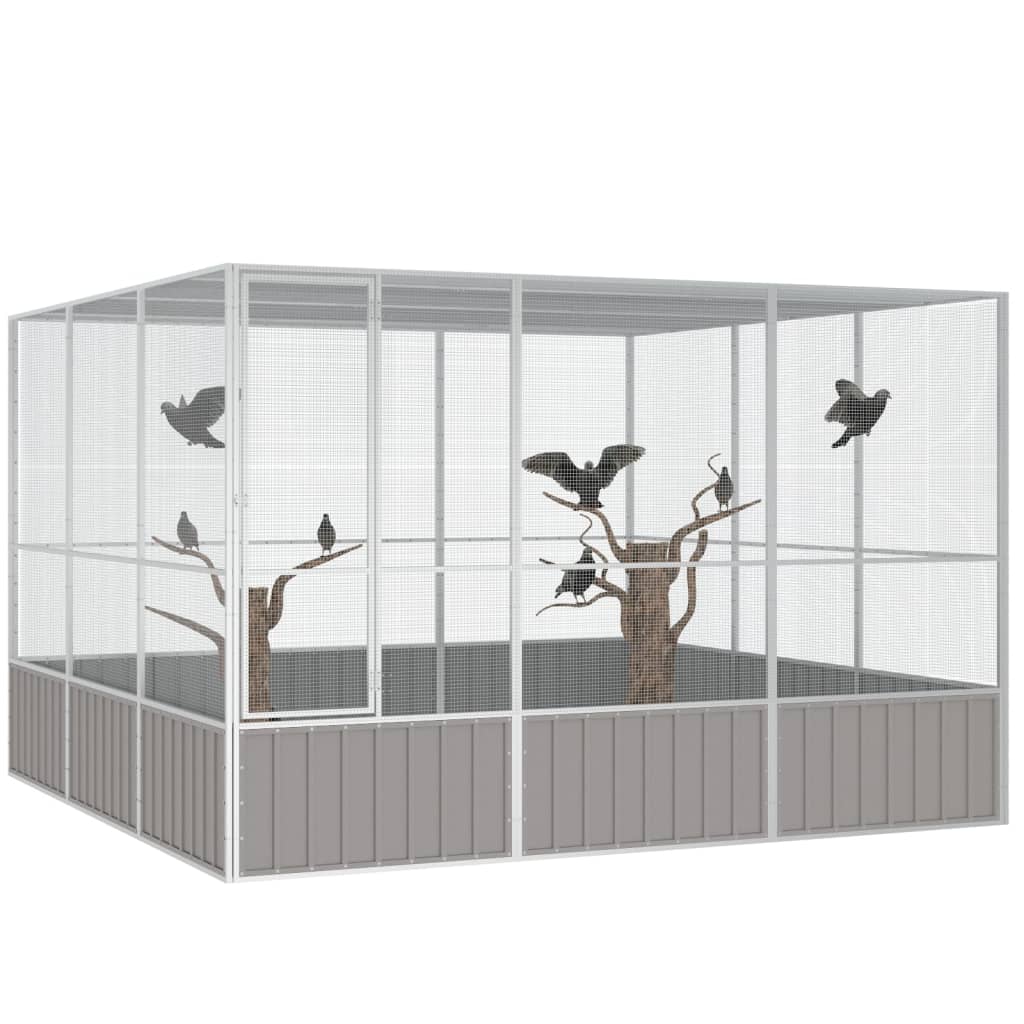 Vidaxl Vogelkäfig 302.5x324.5x211,5 cm verzinkter Stahl grau