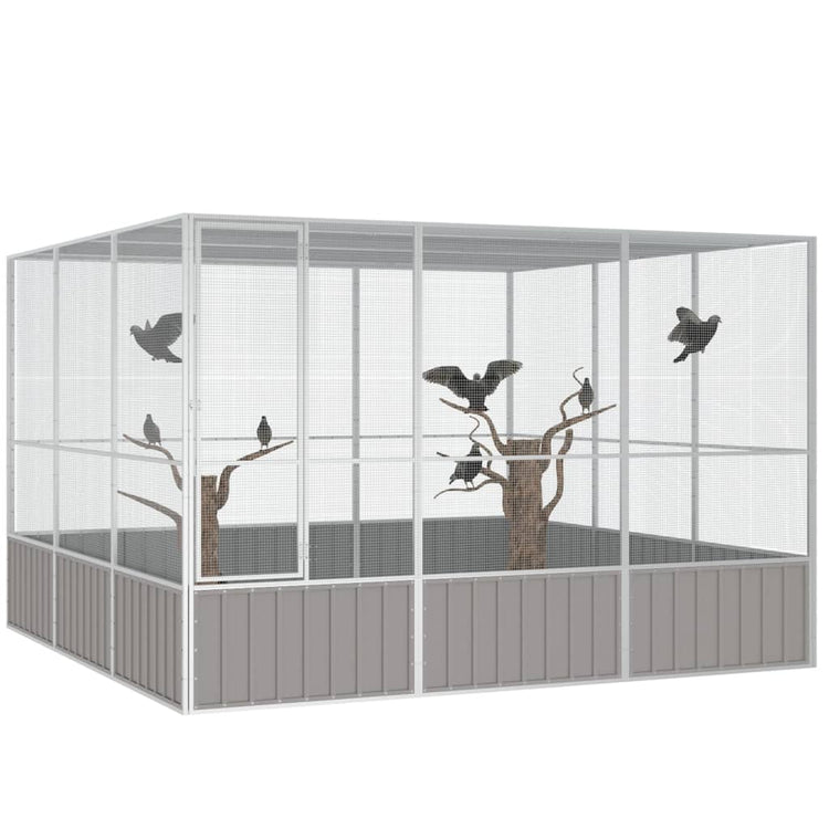 Vidaxl Vogelkäfig 302.5x324.5x211,5 cm verzinkter Stahl grau