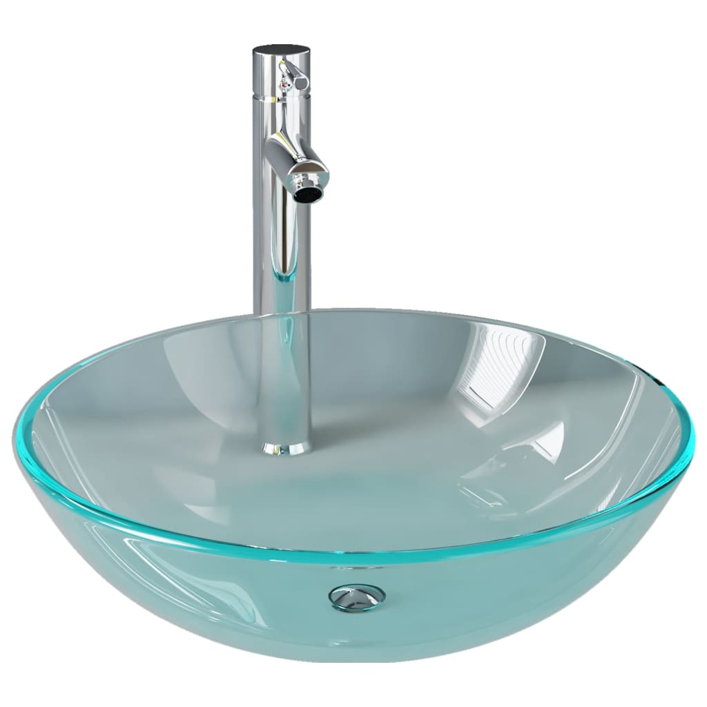 Vidaxl-Waschbecken mit Kran und Popup-Abflussglas transparent