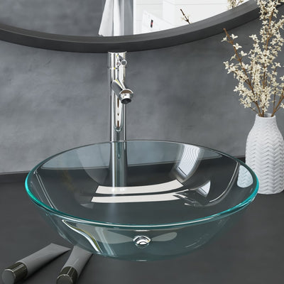 Vidaxl-Waschbecken mit Kran und Popup-Abflussglas transparent