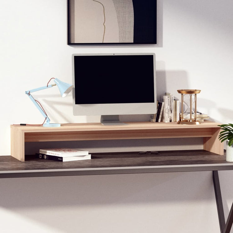 Vidaxxl Monitorständer 100x27x15 cm massives Kiefernholz
