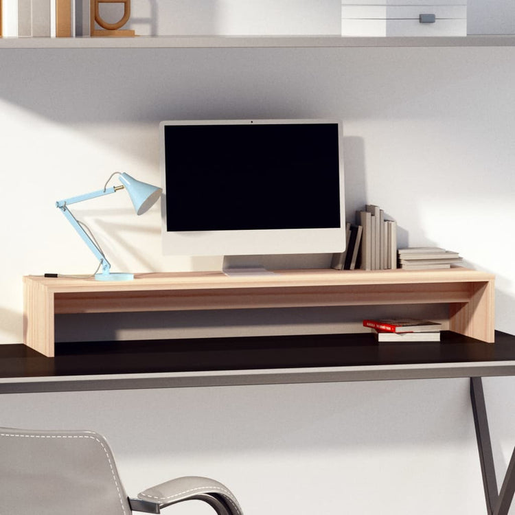 Vidaxxl Monitorständer 100x27x15 cm massives Kiefernholz