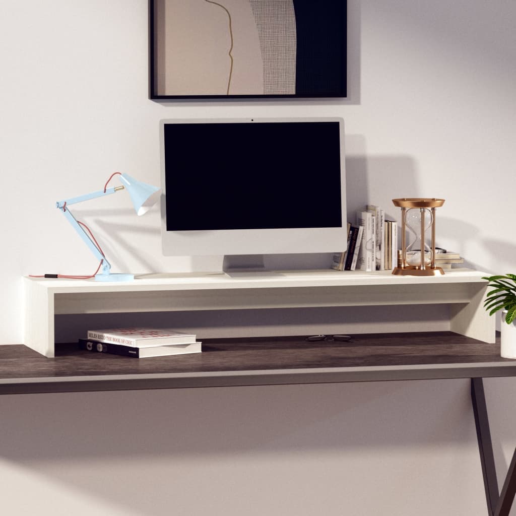 Vidaxx Monitorständer 100x27x15 cm massives Kiefernholz weiß
