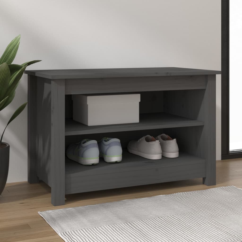 Vidaxl Schuhe Bank 70x38x45.5 cm Festkiefer Grau