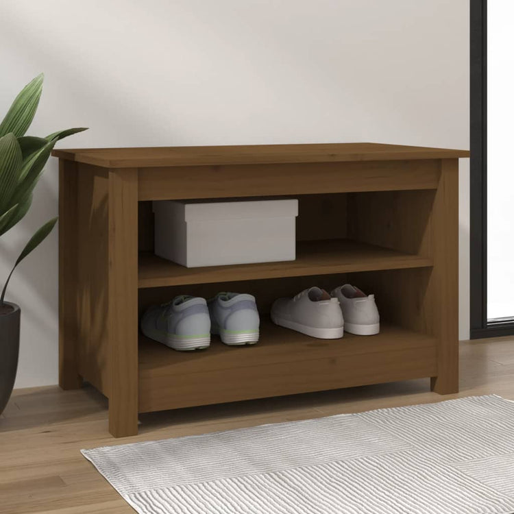 Vidaxl Schuhschrank 70x38x45,5 cm Festkiefer Honigbraun