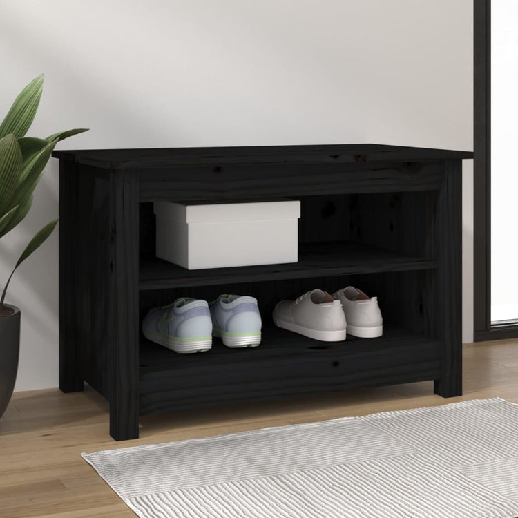 Vidaxl Schuhe Bank 70x38x45.5 cm Festkiefer Schwarz